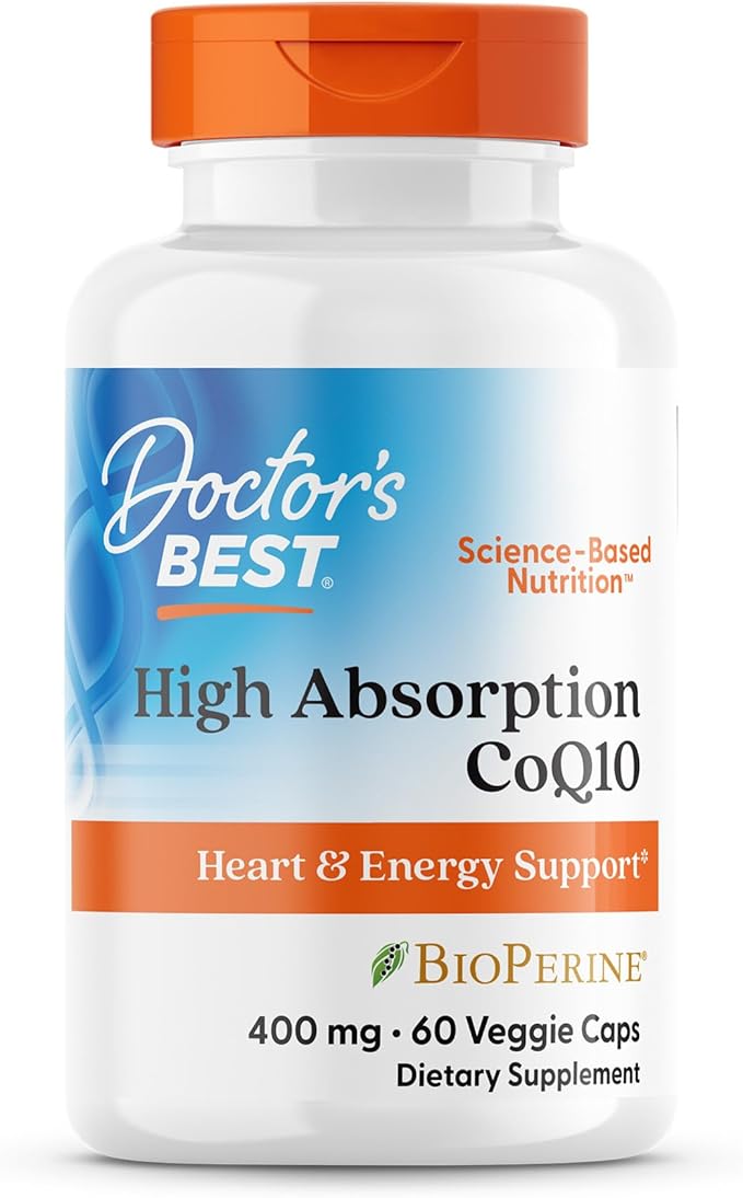 Doctor's BEST High Absorption CoQ10 Heart &amp Energy Support USP Verified Naturally Fermented CoQ10 Non-GMO Gluten Free Soy Free Vegan 60 Veggie Caps