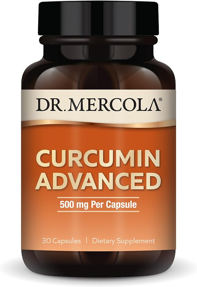 Dr. Mercola Curcumin Advanced - 500 mg Curcumin Root Extract - 95% Curcuminoids - For Vision Health Digestion &amp Focus - Sustained Release - Non-GMO Gluten-Free &amp Soy-Free - 30 Capsules (30 S