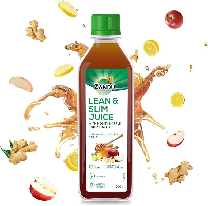 Zandu Lean &amp Slim Juice 500ml| with Honey &amp Apple Cider Vinegar Helps Maintain Healthy Weight &amp Boosts Metabolism 100% Ayurvedic and Natural