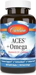 Carlson - ACES + Omega Vitamins A C E &amp Selenium + Omega-3s EPA and DHA Health Support 60 Softgels