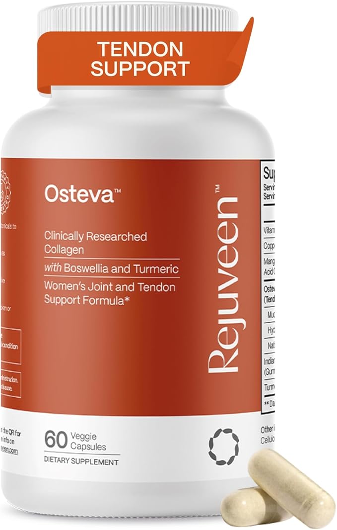 Osteva Joint Support Supplement for Women | High Potency Collagen Turmeric Boswellia | for Flexible Cartilage &amp Tendons Resilient Knees &amp Hip Improved Mobility | Non-GMO 60 Ct