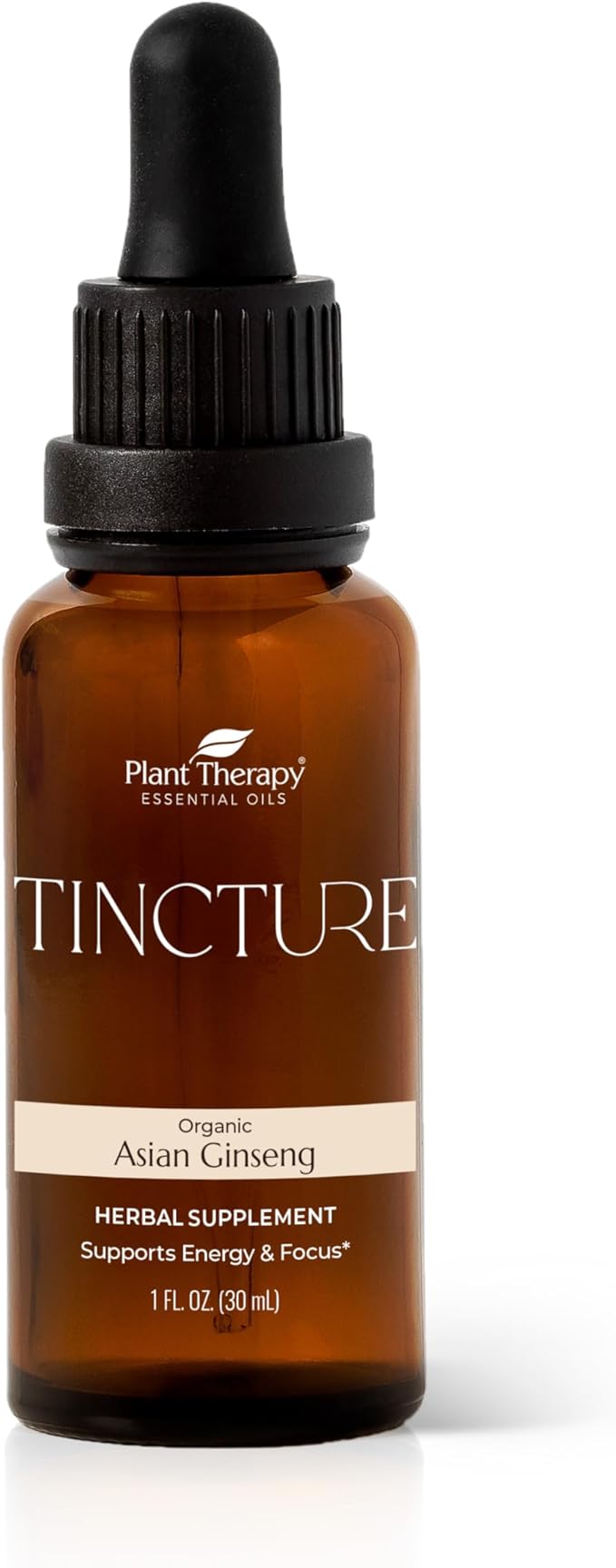Plant Therapy Organic Asian Ginseng Root Herbal Supplement Tincture 30 mL (1 oz) Great for Energy Encourages Mental Focus Vegan Non GMO Gluten Free Liquid 1 Bottle
