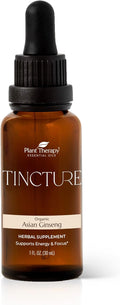 Plant Therapy Organic Asian Ginseng Root Herbal Supplement Tincture 30 mL (1 oz) Great for Energy Encourages Mental Focus Vegan Non GMO Gluten Free Liquid 1 Bottle