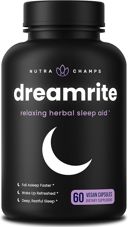 NutraChamps 10-in-1 Natural Sleep Aids for Adults - Melatonin Lemon Balm 1000mg Chamomile 400mg Valerian Root 600mg L Theanine L Tryptophan GABA Magnesium Sleep Aid