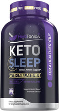 Herbtonics Keto Sleep Support | Night-Time Burner &amp Sleep Aid | with Melatonin 5mg BHB Salts &amp L-Theanine | Restful Sleep &amp Weight Management Formula for Women &amp Men | 60 Vegan Capsul