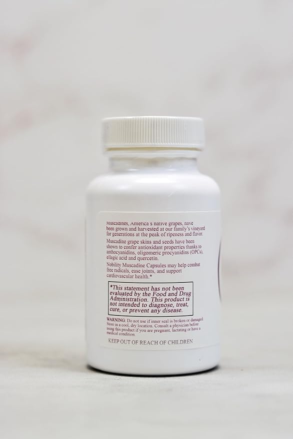 NOBILITY Naturals Muscadine Capsules – Seed &amp Skin Blend for Antioxidant &amp Metabolism Support