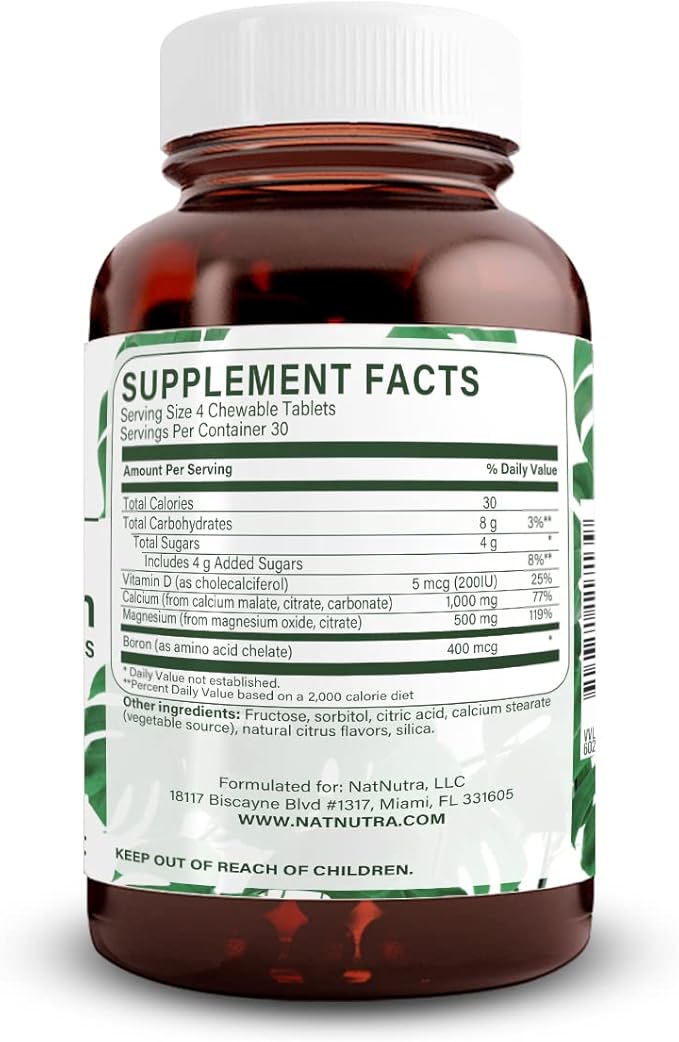 Natural Nutra Chewable Calcium Supplement for Bone Strength Promotes Muscle Health Helps Enhance Teeth Health Support Nerve Health and Cardiovascular Health Improve Bone Strength 120 Tablets
