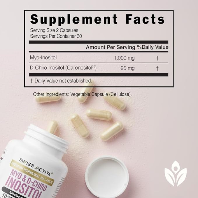 Swiss Activa+ Labs Myo Inositol &amp D-Chiro Inositol Supplement – 40:1 Ratio – Women’s Hormone Support – Supports Overall Menstrual Health &amp Metabolic Wellness – 30 Day Supply