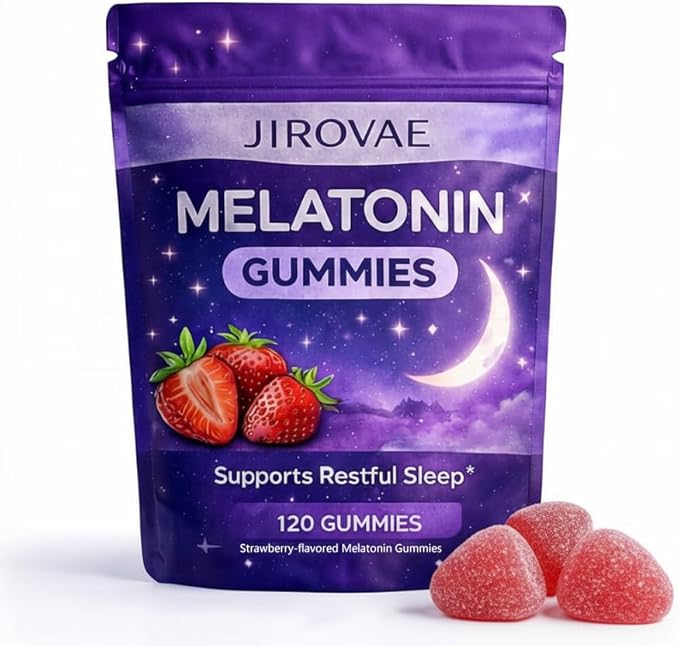 Melatonin Gummies for Adults Strawberry Flavor Supports Restful Sleep Melatonin Supplement Gummies Vegan Non-GMO 120 Gummies.