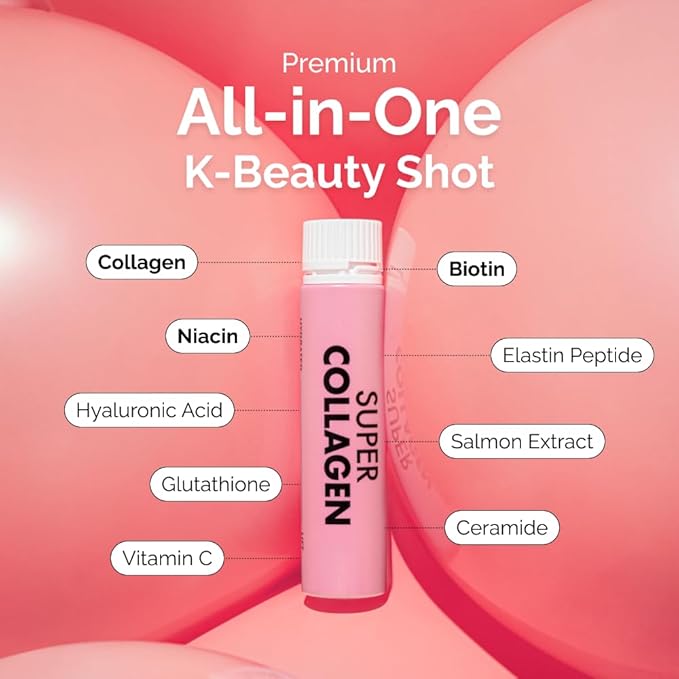 VITALBEAUTIE Super Collagen Drink – 3500mg Low‑Molecular Fish Collagen (5 Types) – K‑Beauty Liquid Beauty Ampoules Mixed Berry Flavor (Naturally &amp Artificially Flavored) – 14 x 25 mL