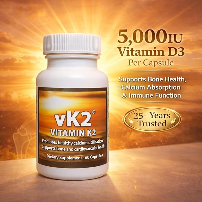 Vitamin Supplement MK-4 + MK-7 – Supports Bone &amp Cardiovascular Health – D3 Companion – 60 Capsules (2)