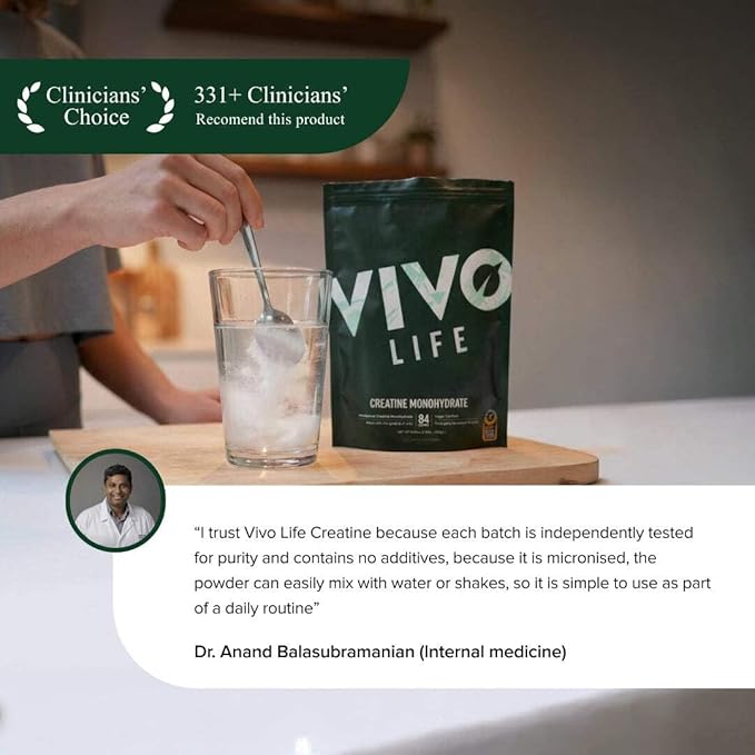 Vivo Life - Creatine Monohydrate Powder Micronised - Vegan Unflavoured (8.8 oz 84 Servings)