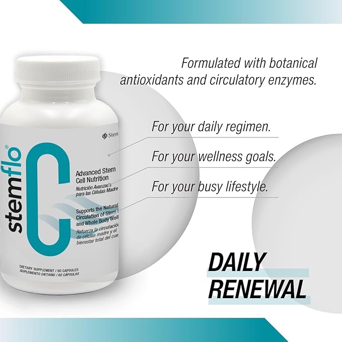 StemFlo® Advanced Formula Trans-Resveratrol Curcumin and Super Antioxidants for Health Longevity and Vitality 60 Capsules (3 Pack)