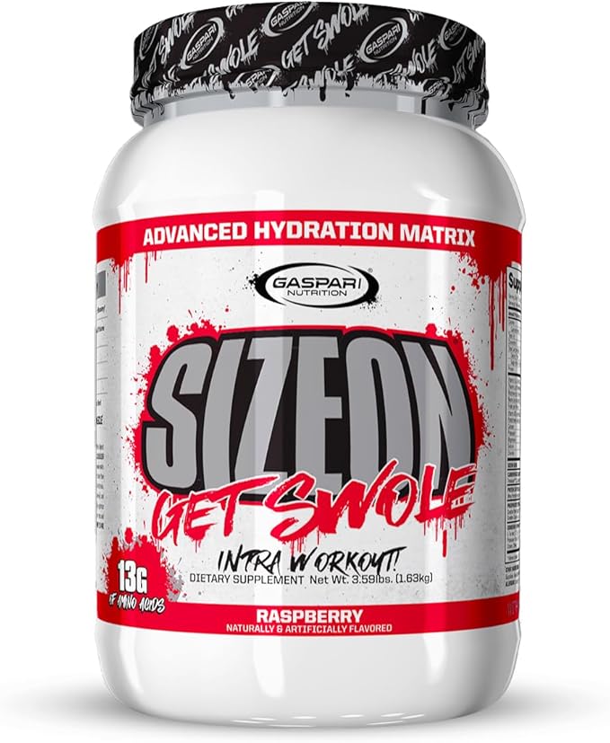Gaspari Nutrition SizeOn The Ultimate Hybrid Intra-Workout Amino Acid &amp Creatine Formula Increased Muscle Volume &amp Muscle Recovery (3.59 Pounds Raspberry)