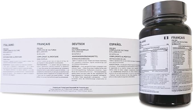 Bio Cultures Complex Probiotics and Prebiotics - 50 Billion CFU - 10 Live Bacteria Strains – Added with Inulin L-Glutamine &amp Vitamin C - 60 Capsules | Advanced Probiotic for Women &amp Men by Pr