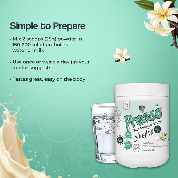 Nefro LP Powder Vanilla Flavour – 400g Low Protein Nutrition Supplement for Kidney Health (Non-Dialysis) – Vanilla Protein Powder Enriched with L-Taurine L-Carnitine &amp Essential Nutrients