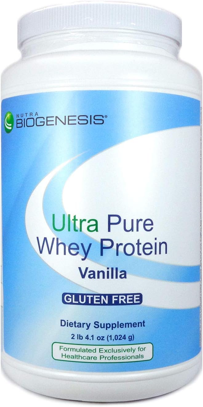 Nutra BioGenesis Ultra Pure Whey Protein Chocolate - B Vitamins Thiamine &amp Riboflavin for Recovery and Lean Body - Chocolate Flavored Protein Powder - Gluten Free - 2.6 Lb