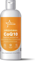 Stellar Liposomal CoQ10 Liquid – Premium Absorption Ubiquinone for Heart Energy &amp Cellular Health – Non-GMO Gluten-Free Third-Party Tested – 4 fl oz (120 mL)