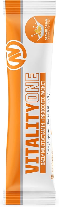NutraOne VitalityOne On The Go Complete Multivitamin Probiotic and Enzyme Blend Orange Cream – 30 Servings