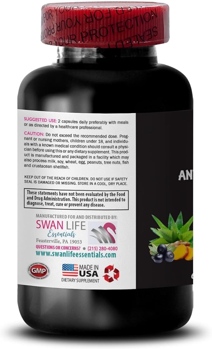 Alpha Lipoic Acid - Anti-Wrinkle Complex - Green Tea Leaf Aloe Vera Leaf Collagen Boost Lycopene L-Glutathione Grape Seed Hydration Solution Turmeric Firming Skin Texture 3 Bottles 180 Caps