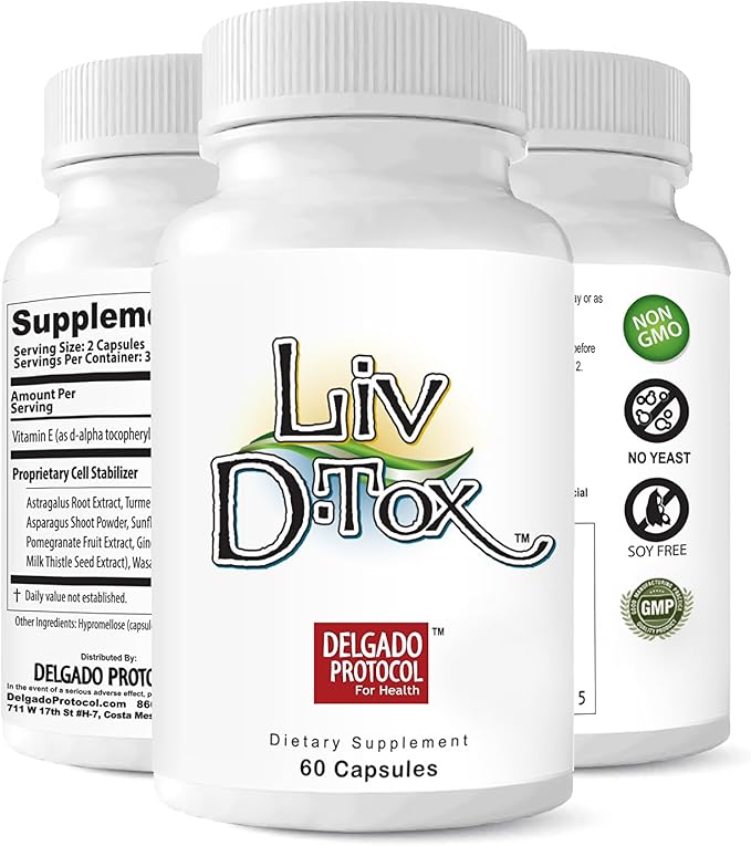 Liv D-Tox - 3-Pack 180 Capsules Total - Liver Detox and Cleanse Support Health Supplement with Turmeric Root Extract Milk Thistle Astragalus Wasabi Root and Asparagus (3)