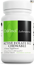 DAVINCI Labs Active Folate B12 Chewable - Dietary Supplement to Support Heart Health Healthy Nerves Immune Function and Energy Production* - with Folate and Vitamin B12-60 Chewable Tablets