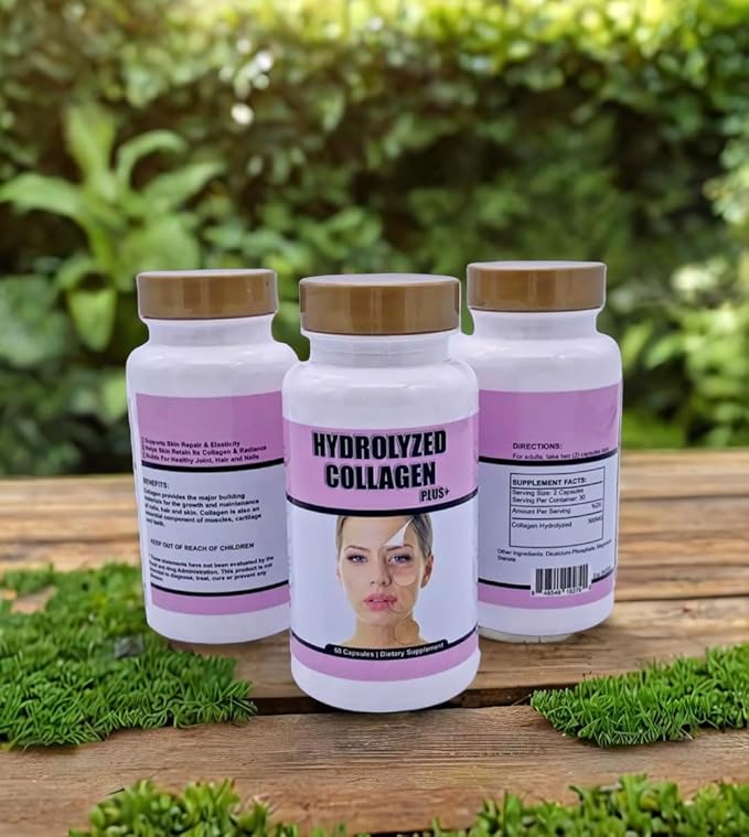 Super Hydrolyzed Collagen Plus with Vitamin C and Biotin Skin Hair and Nails Supplement Includes Antioxidants Capsules 60 Count 1 Bottle.