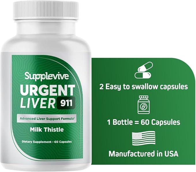 Urgent Liver 911 Herbal Liver Support Supplement Liver Cleanse Detox &amp Repair Formula with Milk Thistle Silymarin Dandelion Root and Artichoke Extract for Liver Health 60 Capsules (3)