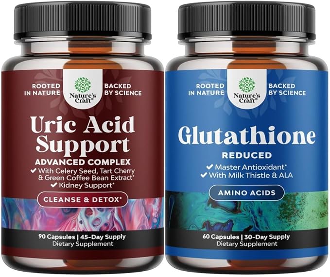 Bundle of Uric Acid Cleanse &amp Detox - Green Coffee Beans with Turmeric Tart Cherry &amp Celery Seed for Kidney Cleanser &amp Glutathione Supplement with Alpha Lipoic Acid &amp Milk Thistle for