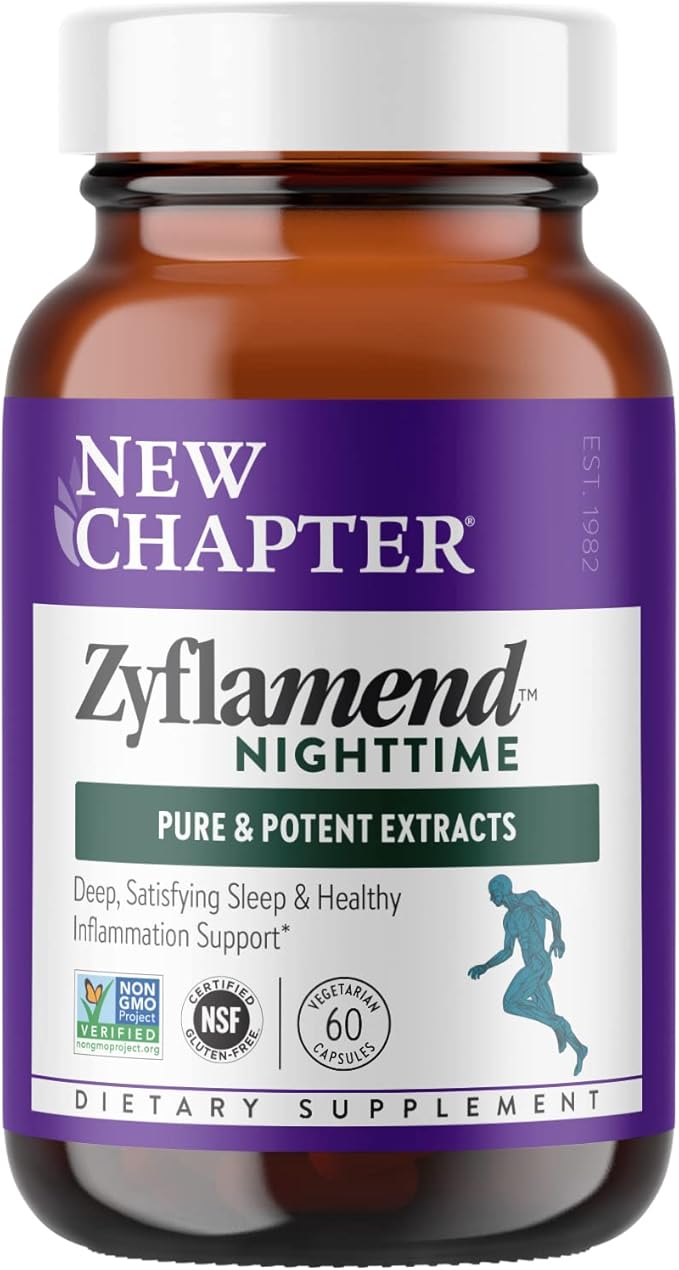 New Chapter Sleep Aid – Zyflamend Nighttime for Sleep Support with Turmeric + Valerian Root + Lemon Balm + Holy Basil Vegetarian Capsules 60 Count