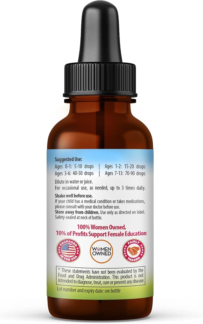 Herbal Papaya Kids Calm Support Liquid Extract 1oz with Magnesium Glycinate Magnesium Citrate Kids Multivitamin - Magnesium for Kids - 1oz Bottle 12 Units