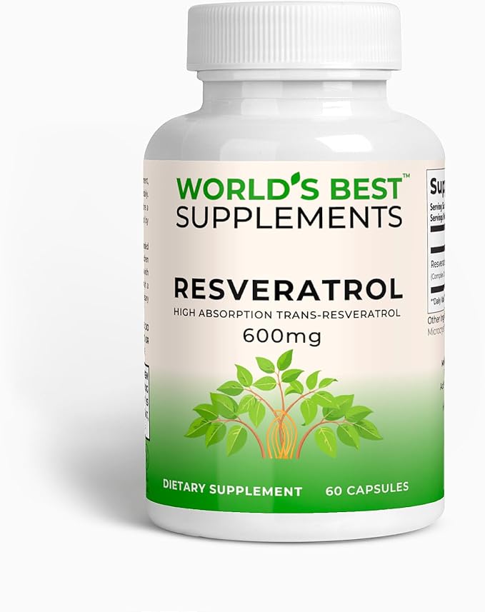World's Best Supplements Resveratrol 600mg | 50% Trans-Resveratrol | 60 Capsules | 60 Servings