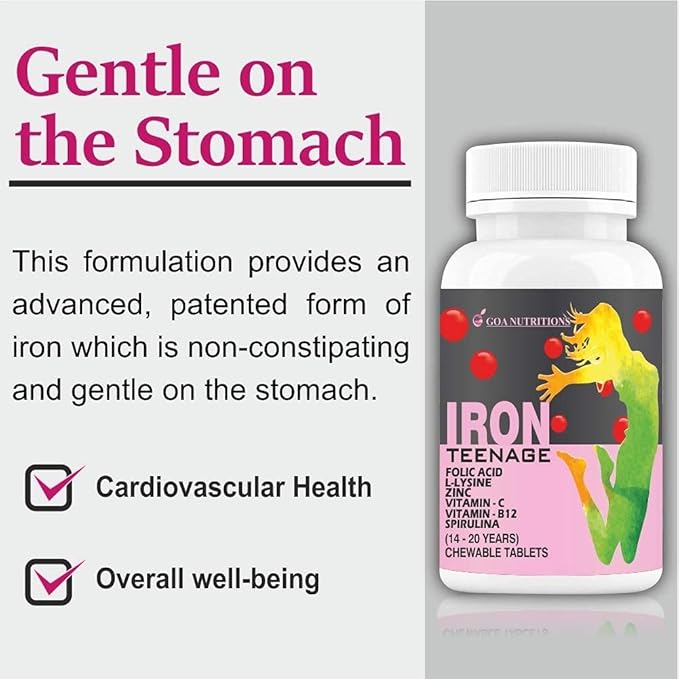 Viva Iron Tablets with Folic Acid Vitamin C B12 lysine Spirulina &amp Zinc Supplements As Haemoglobin Builder Immunity Boosters Energy for Women Teenager Girls – 60 Chewables (Pack of 1)