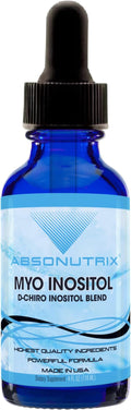 Absonutrix Myo Inositol &amp D-Chiro Inositol Blend 590 mg 4 Fl Oz Drops 200 Potent Servings Bioavailability Quick Absorption GMP-Certified Non-GMO Cruelty-Free Made in USA