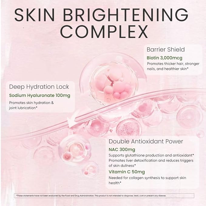 Women's Skin &amp Beauty Complex Skin Brightening Hair Skin &amp Nails Health Cellular Health Antioxidant Support Vegan Non-GMO Made in USA 90 Servings