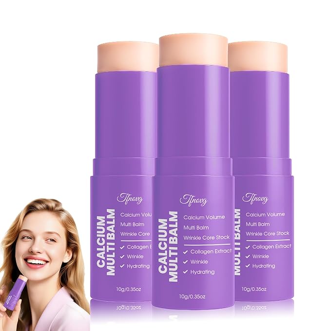 Calcium Volume Multi Balm 3-In-1 Wrinkle Bounce Multi Balm Stick Collagen Moisturing Stick with Calcium Almond &amp Vitamin for Eyes Neck and Forehead