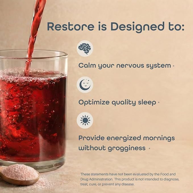 SleepHabits Restore | 30 Nights Magnesium Glycinate Powder Natural Sleep Aid with L-Theanine Tart Cherry Beet Root | Calm Melatonin-Free Deep Sleep Supplement Drink for Recovery &amp Clear Morning