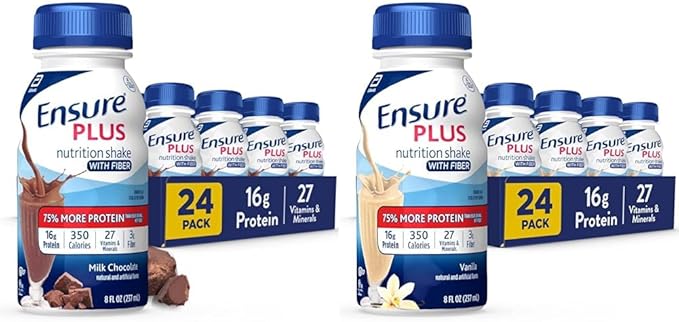 Nutrition Shake With Fiber 16 Grams of Protein Meal Replacement Liquid Milk Chocolate 8 Fl Oz &amp Liquid Nutrition Shake with Fiber 16 Grams of Protein Vanilla 8 Fl Oz Bottle