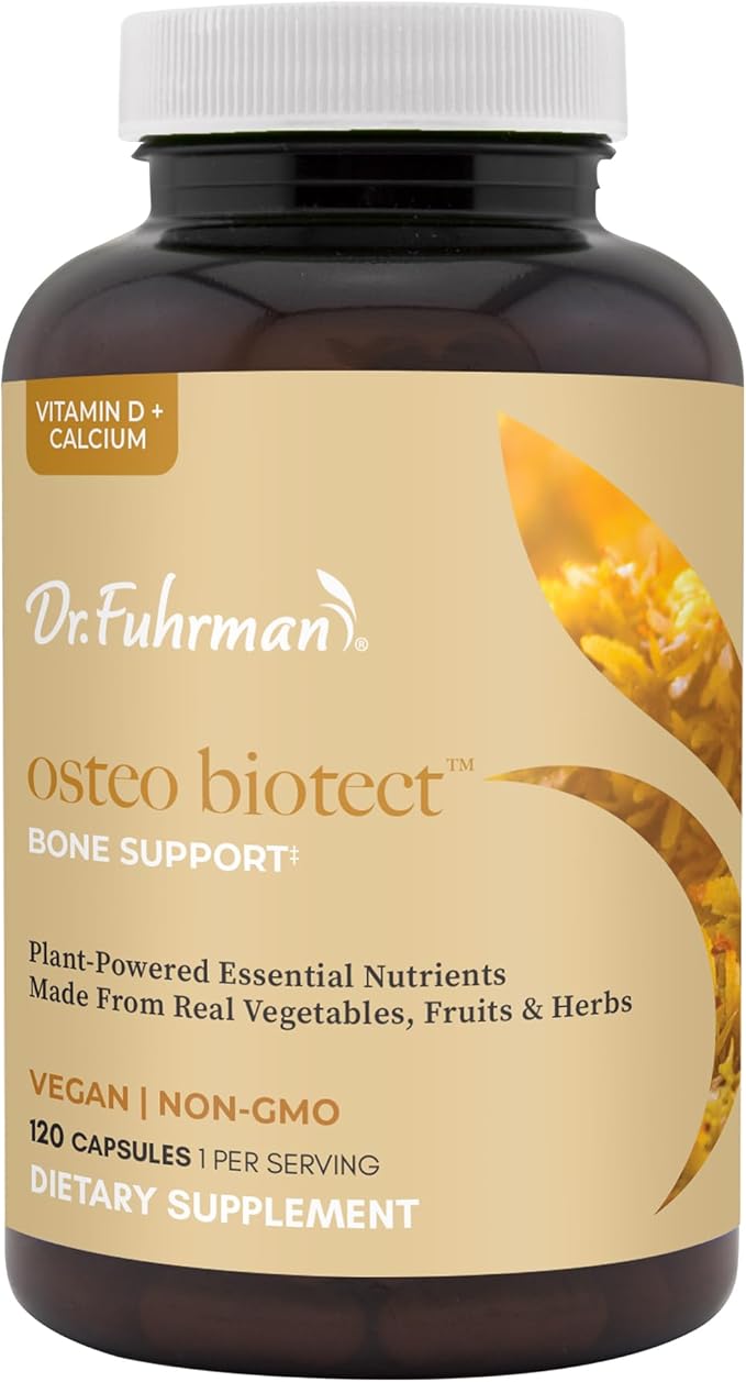 Dr. Fuhrman Osteo Bone Health Supplement | Wholefood ostSupplement for Women &amp Men | Vitamin for Bone Density | Organic Vitamin D3 Calcium Magnesium &amp K2 | Natural Ingredients | 120 Caps