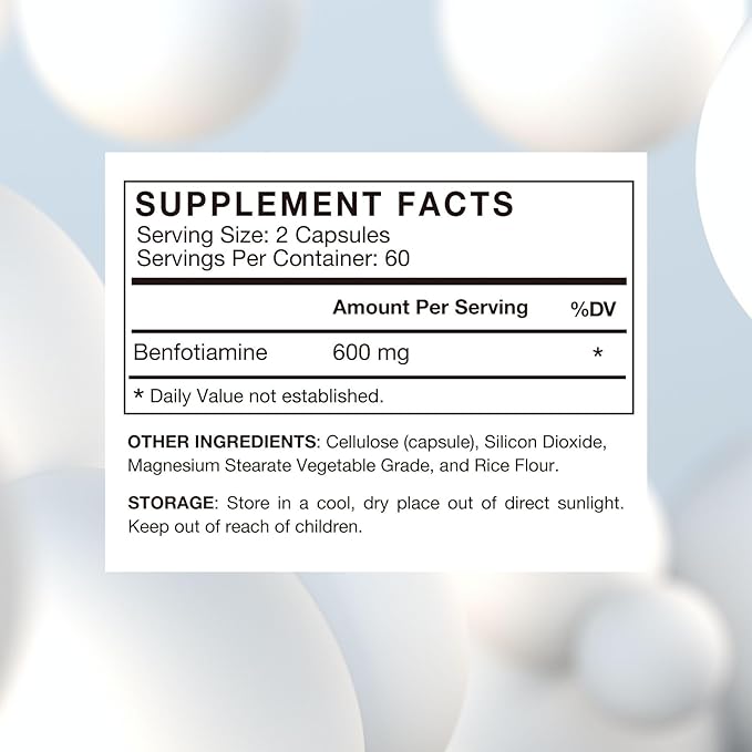 VHC Vitamin B1 Benfotiamine 600mg Supplement- 5X Time Fat-Soluble Thiamine Vitamin B1- Max Boost Bioavailable Thiamine B1 Levels Veggie CapsulesNon-GMO Soy Free- Made in USA (120 Counts)