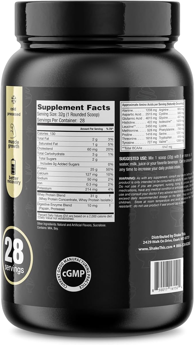Whey Protein Powder- Post Workout Whey Protein Isolate for Muscle Recovery Non-GMO Superior Taste BCAAs Tested and Certified Smooth Vanilla 2 Pounds