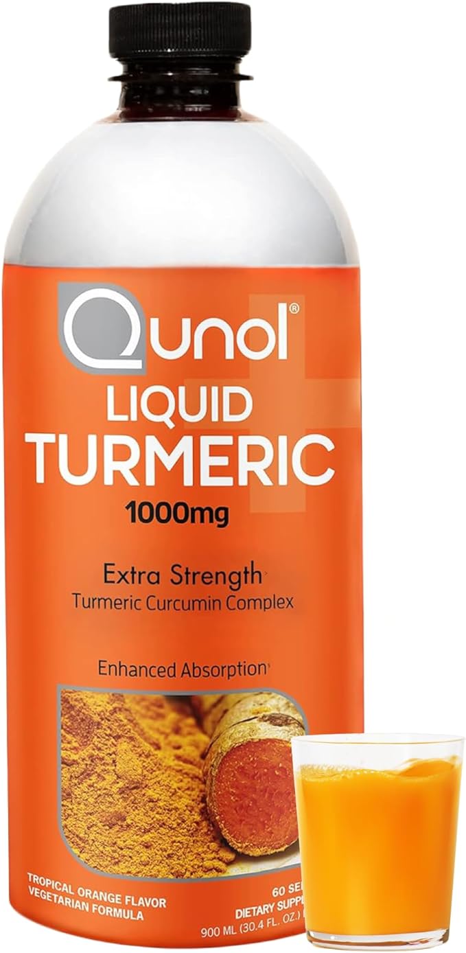 Qunol Liquid Turmeric Curcumin with Black Pepper 1000 Milligram Supports Healthy Inflammation Response and Joint Support Dietary Supplement Extra Strength 60 Servings 30.4 fl oz (pack of 1)