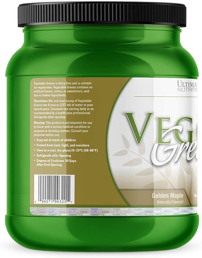 Ultimate Nutrition Veggie Greens Super Food Vegetable Protein Powder with Whole Foods No Sucralose Vegan Meal Replacement Low Carb KetoNo Gluten Golden MapleFlavor 18 Ounces 64 Servings