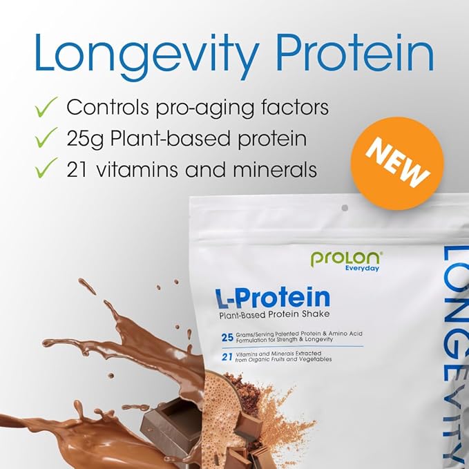 Prolon Longevity Plant Based Protein Powder | Muscle Synthesis &amp Repair Healthy Aging Boost Performance | Vitamins Gluten Free Amino Acids | 25g of Protein | Chocolate and Berry 24 Packets