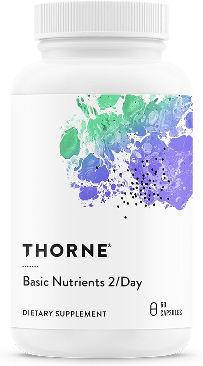 THORNE - Basic Nutrients 2/Day - Comprehensive Daily Multivitamin with Optimal Bioavailability - Vitamin &amp Mineral Formula - Gluten Dairy &amp Soy-Free - 60 Capsules - 30 Servings