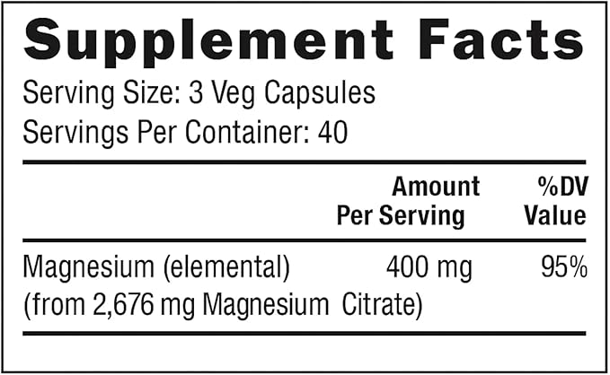 New Life Magnesium Citrate 400mg Nervous Support 120 Veg Capsules 60 Capsules