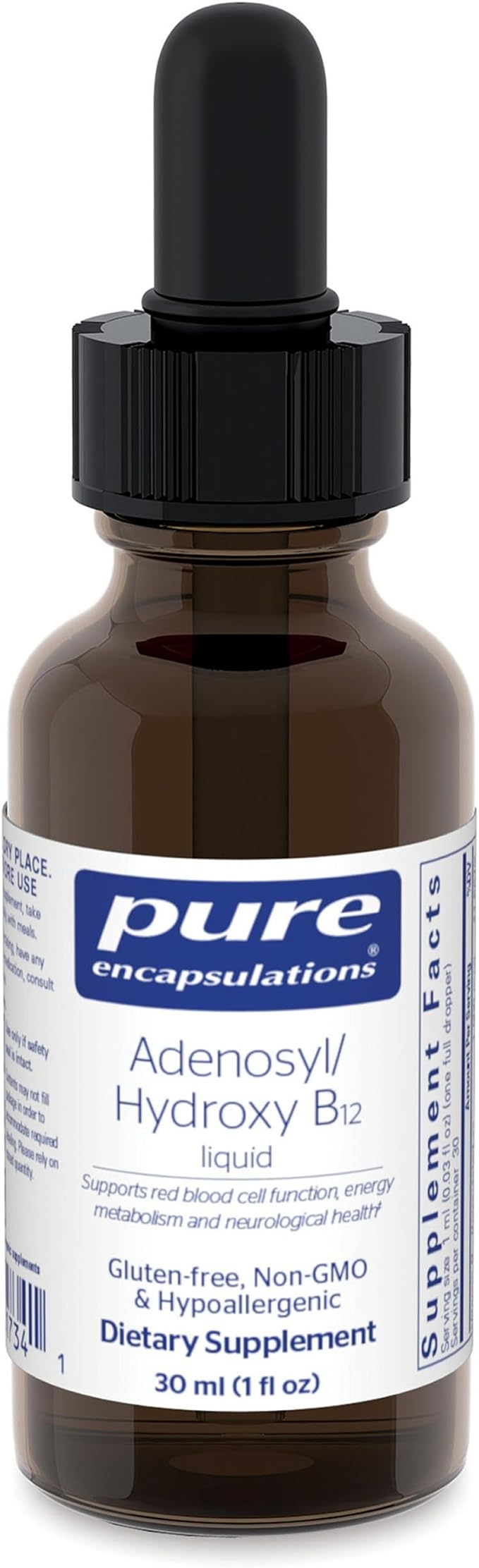 Pure Encapsulations Adenosyl/Hydroxy B12 Liquid 30 mL - Supports Energy Metabolism &amp Neurological Health* - for Brain Support* - Gluten Free - Vegan - 1 Fl Oz