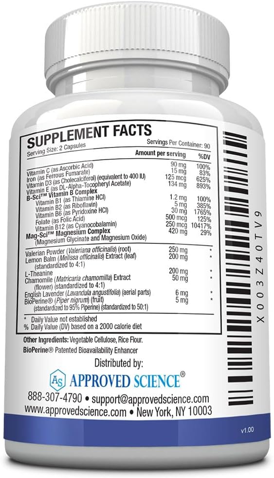 Approved Science Restlex - 420 mg Magnesium Glycinate Blend L-theanine 200 mg - 360 Capsules - 2 Bottles