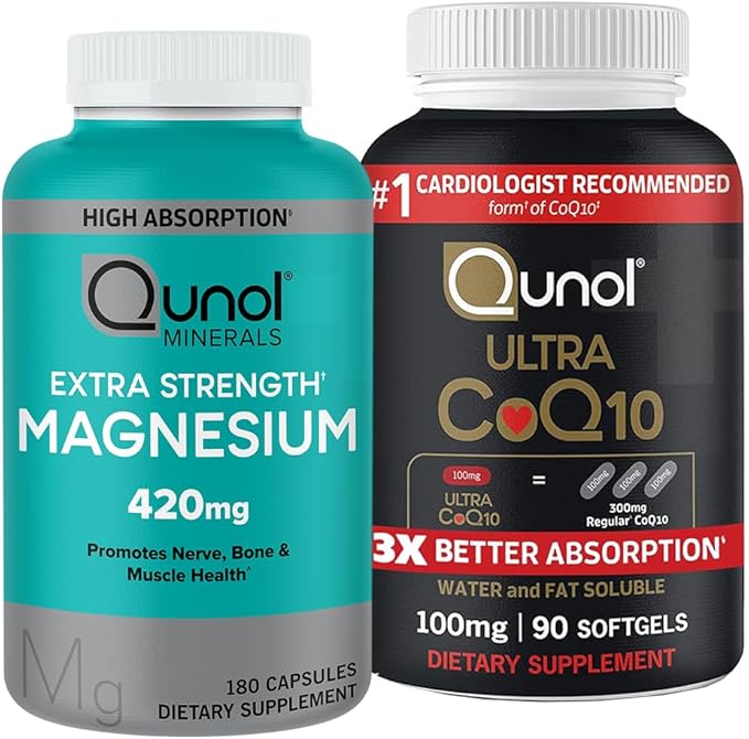 Magnesium &amp CoQ10: Magnesium 420mg 180 Capsules &amp Ultra CoQ10 100mg 90 Softgels