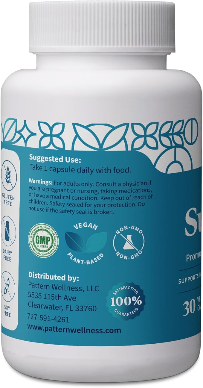 Pattern Wellness Gut Support Supplement - Digestive Support - Probiotic + Prebiotic Blend - Vegan Non-GMO - 3rd Party Lab Tested - 30 Capsules